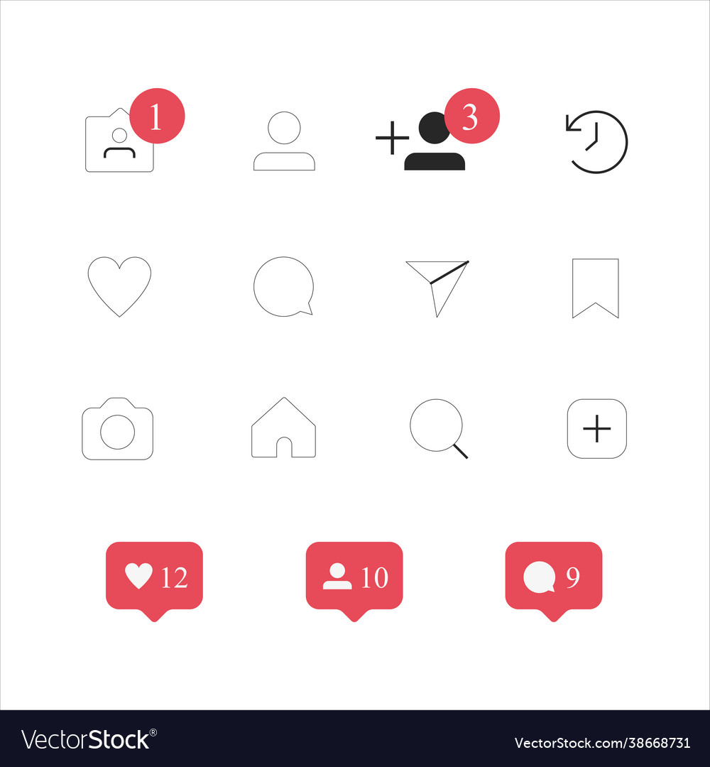 Basic interface line icons for web and mobile app vector image Basic interface line icons for web and mobile app