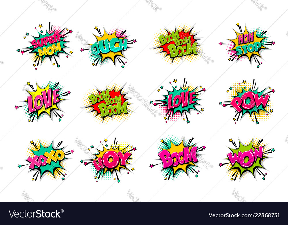 Big set comic text speech bubble Royalty Free Vector Image