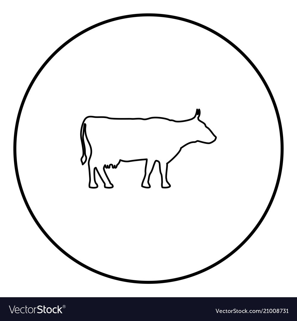 cow icon set in circle outline cow outline