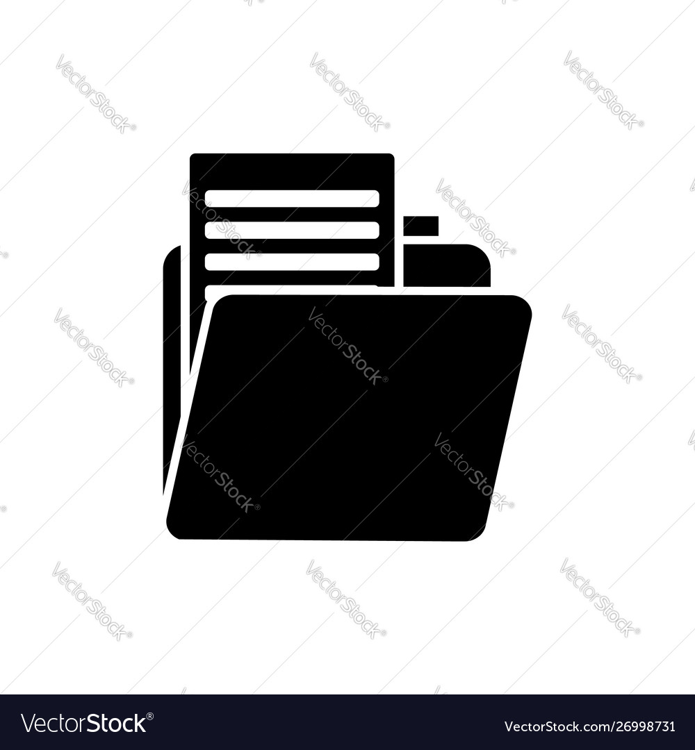 Glyph folder icon with documents simple