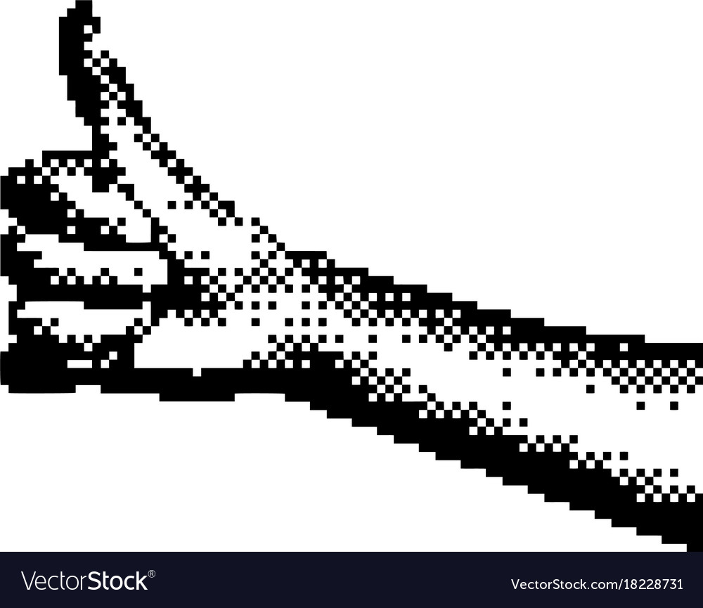 Hand showing thumb up 8 bit minimalistic pixel