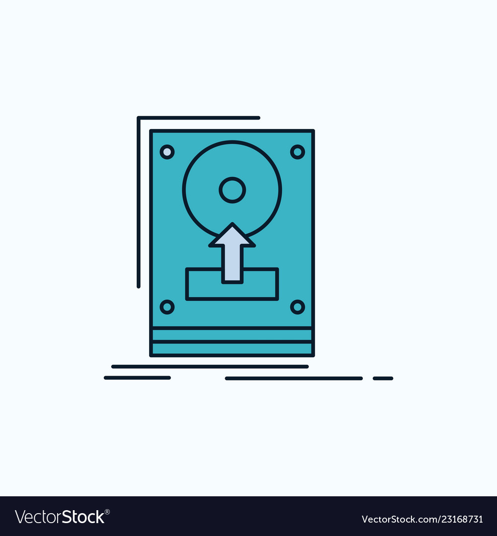 Install drive hdd save upload flat icon green vector image Install drive hdd save upload flat icon green