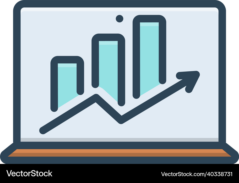 Laptop with analysis Royalty Free Vector Image