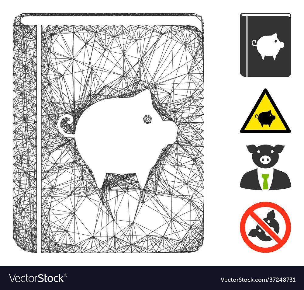 Linear pig handbook mesh vector image Linear pig handbook mesh