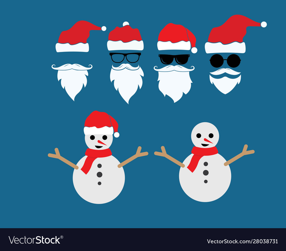 Santa claus hat and snowman icon design