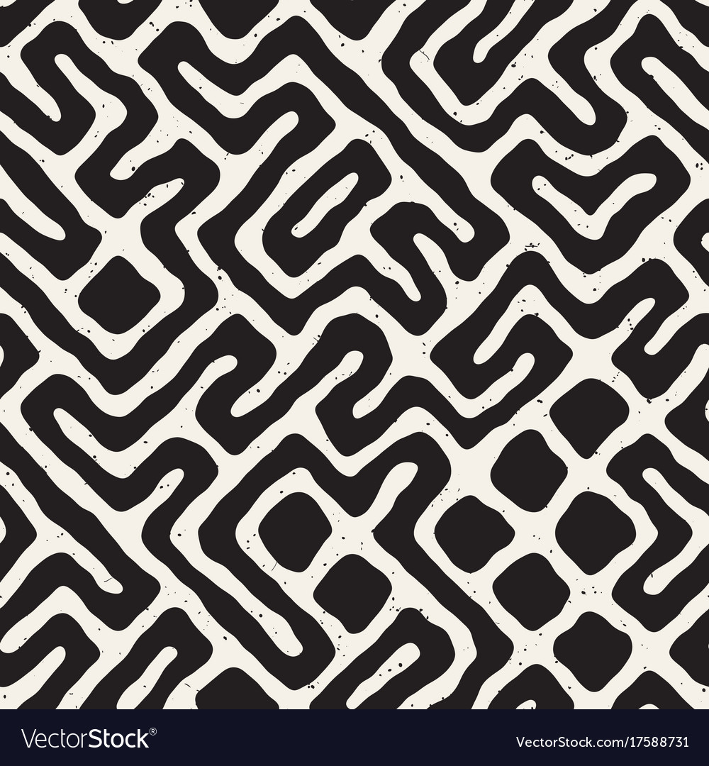 Seamless pattern with maze lines monochrome