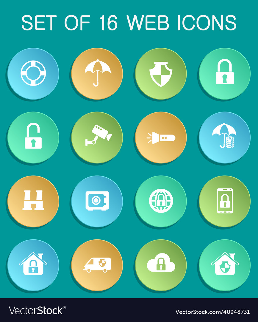Security web icons on colorful round