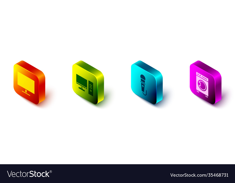 Set isometric computer monitor screen Vector Image Set isometric computer monitor screen