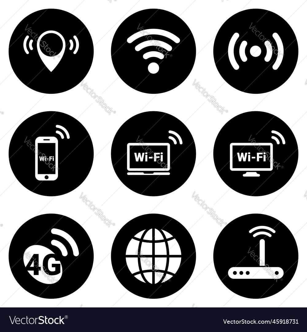 Set of simple icons on a theme wi-fi design vector image Set of simple icons on a theme wi-fi design