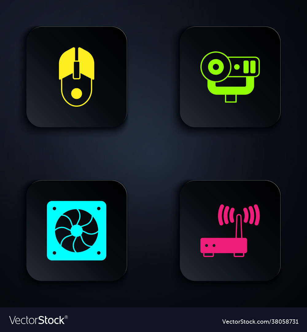 Set router and wi-fi signal computer mouse vector image Set router and wi-fi signal computer mouse