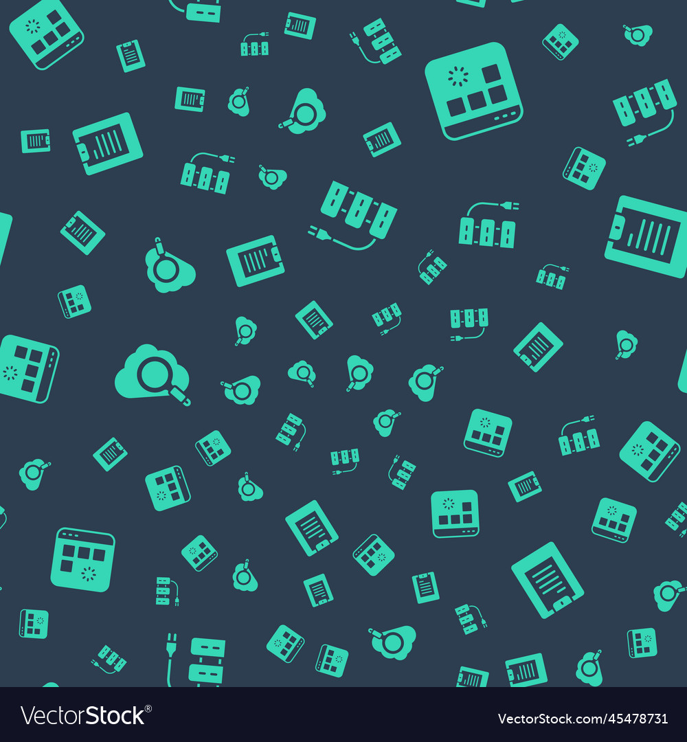 Set server loading data window search cloud vector image Set server loading data window search cloud