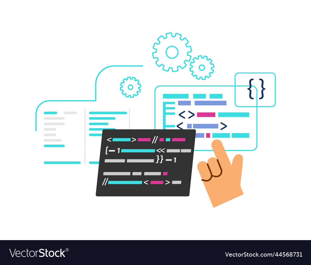 Web Software Entwicklung und Codierung Banner vector image Web Software Entwicklung und Codierung Banner