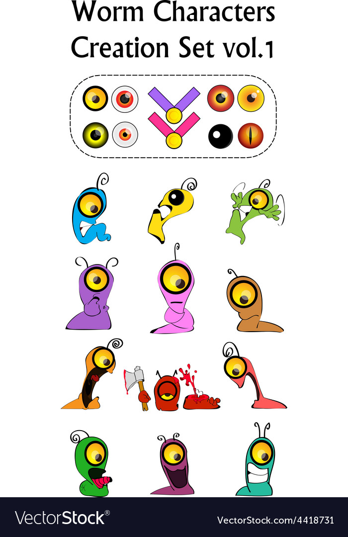 Worm characters creation set