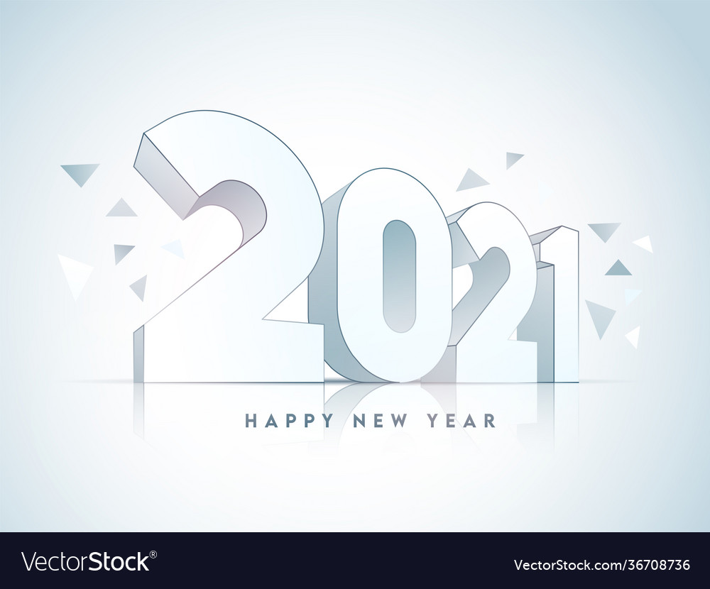 3d 2021 text with triangle shapes decorated