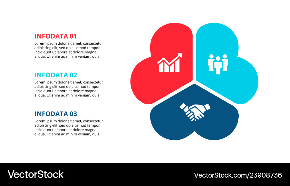 Abstract flat elements cycle diagram with 3 Vector Image