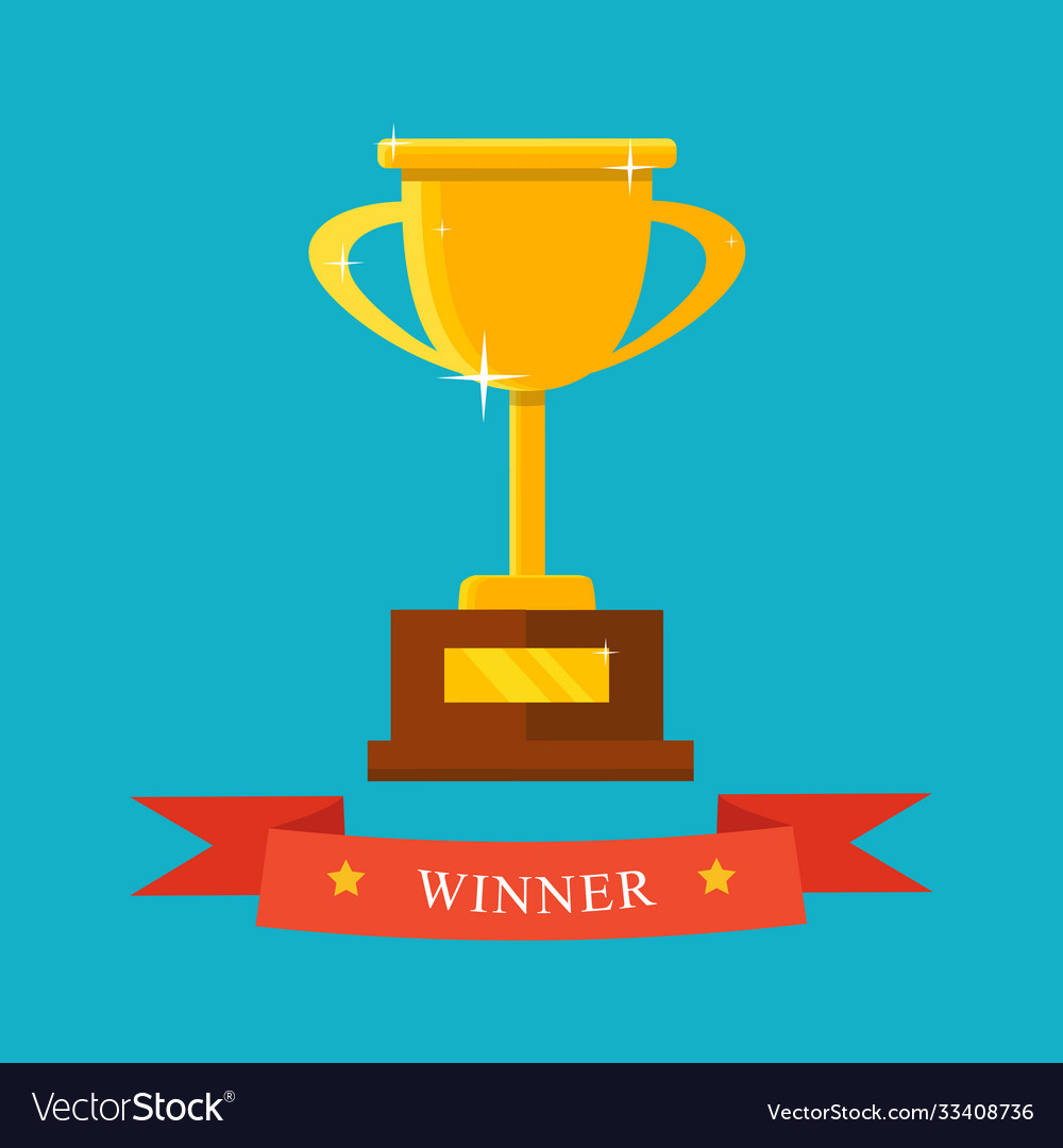 Champion trophy flat icon golden winner cup Vector Image