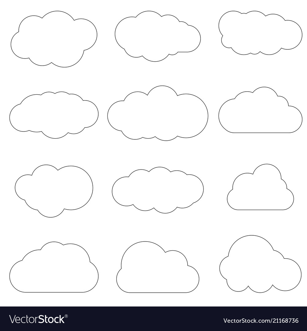 Clouds line art icon storage solution element vector image Clouds line art icon storage solution element