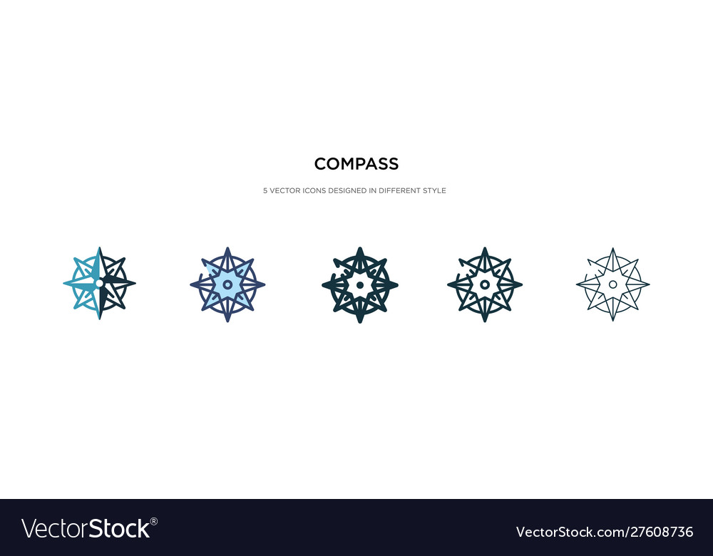 Compass icon in different style two colored