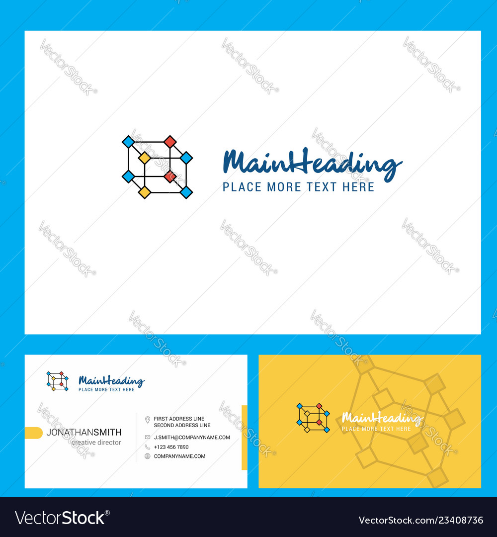 Cube logo design with tagline front and back vector image Cube logo design with tagline front and back