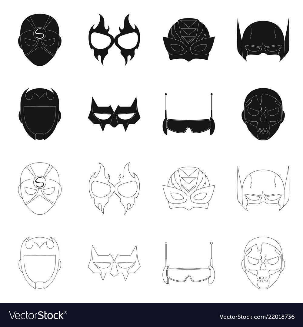 Design of hero and mask icon set vector image Design of hero and mask icon set