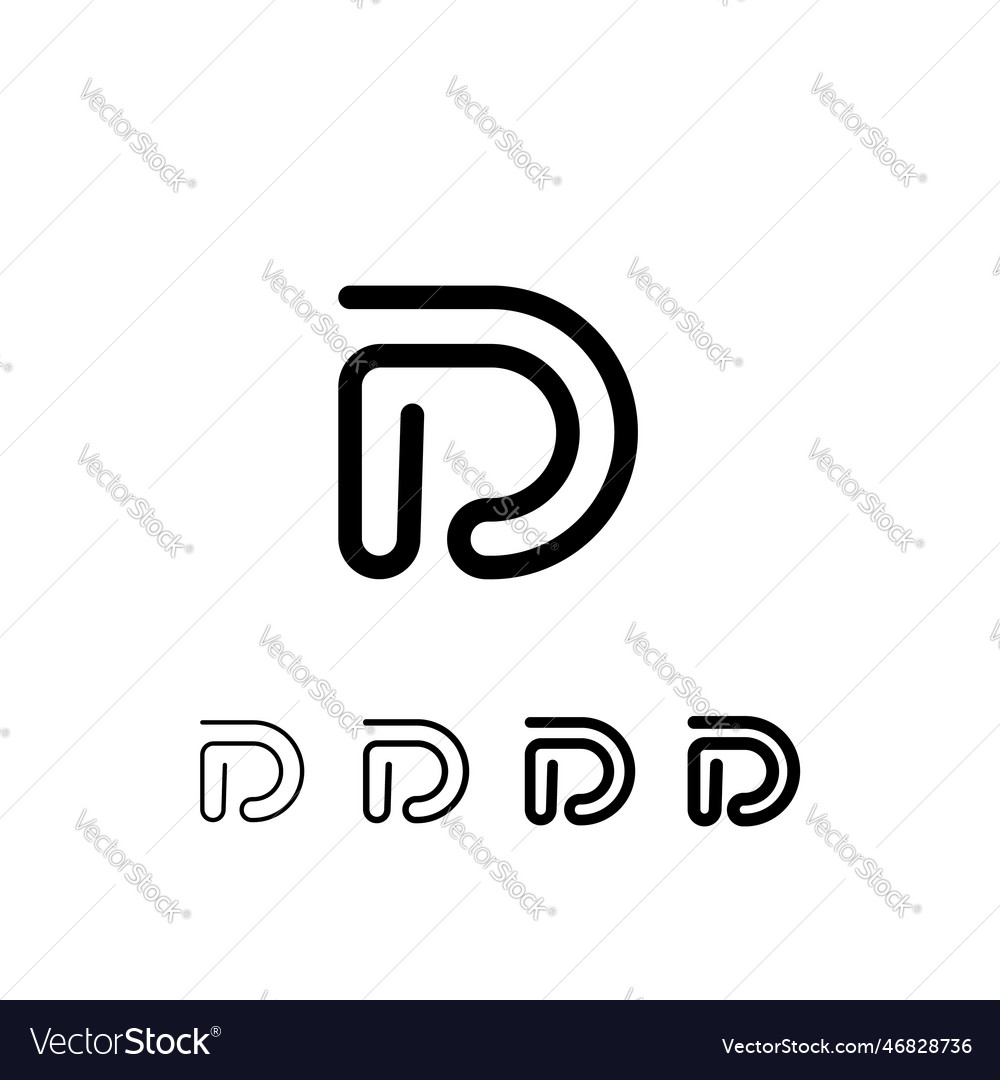 Digital tech font rounded wire alphabet letter d