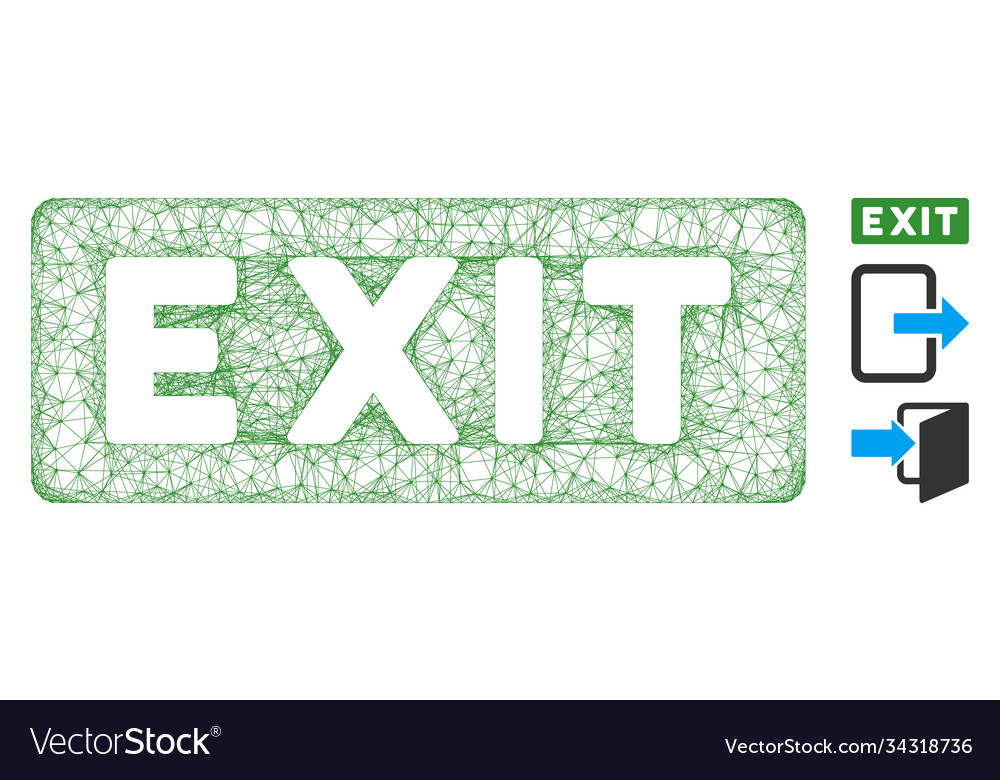 Exit label polygonal web mesh vector image Exit label polygonal web mesh