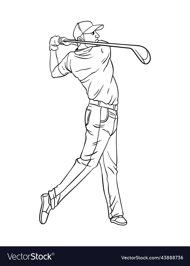 Golf isolated coloring page for kids