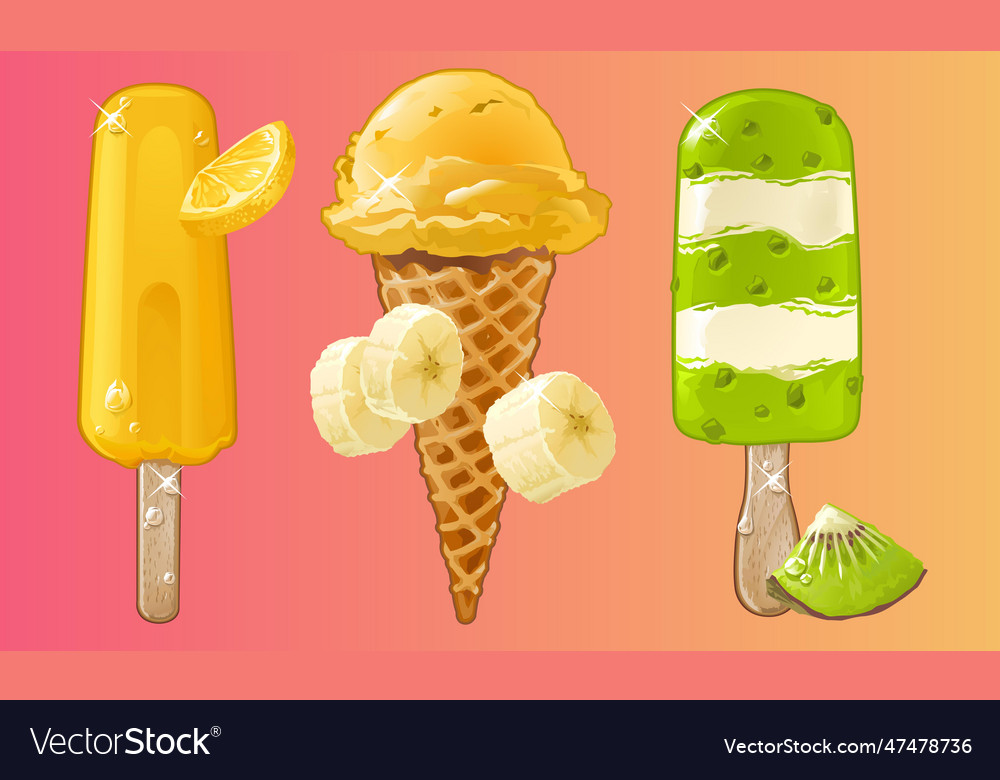 Ice cream realistic constructor set of various