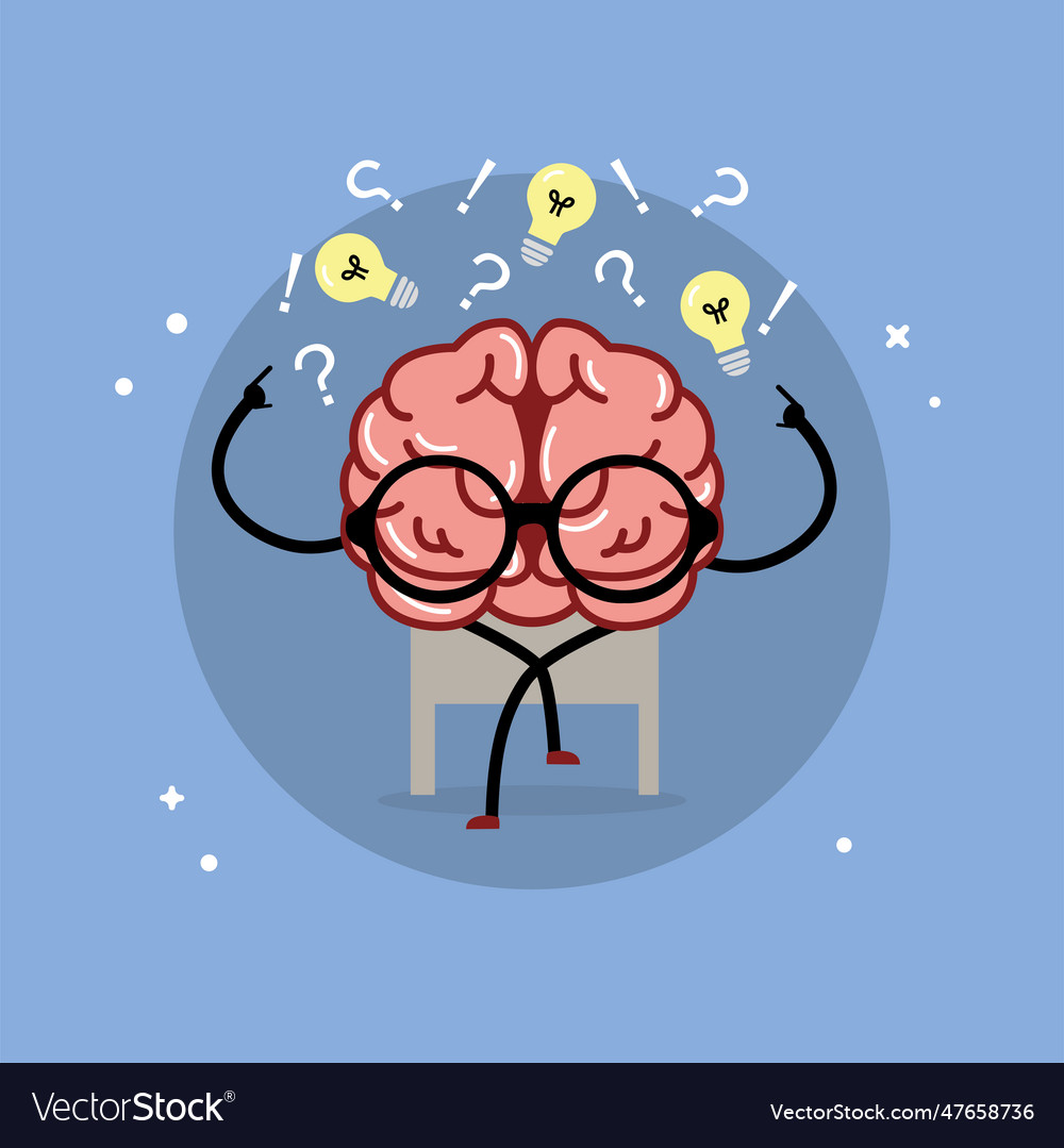 Isolated cute brain cartoon character