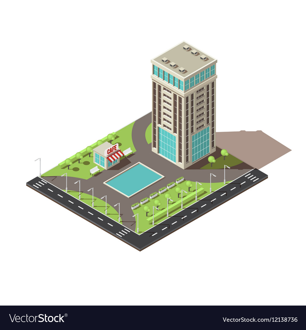 isometric office building design vector image