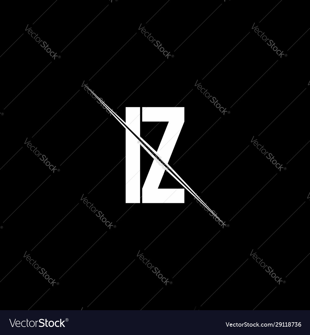 Iz logo monogram with slash style design template vector image Iz logo monogram with slash style design template