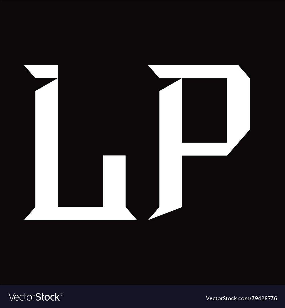 Lp logo monogram with slice shape design template