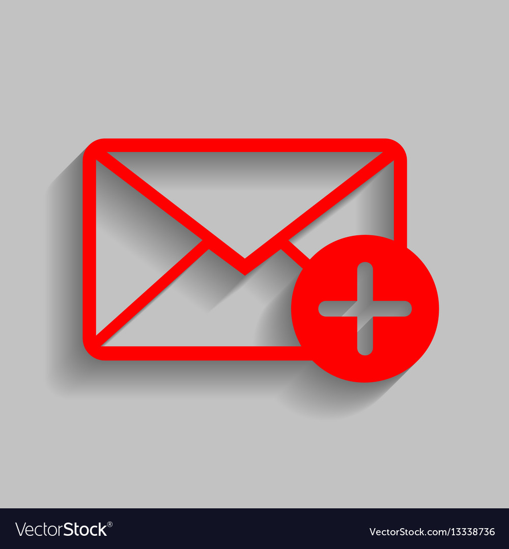 Mail sign with add mark red