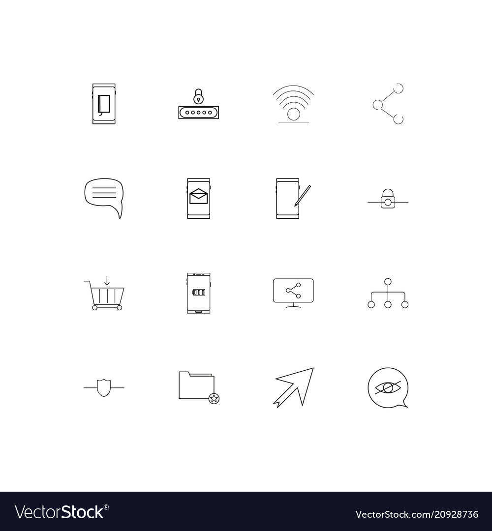 Network and database linear thin icons set