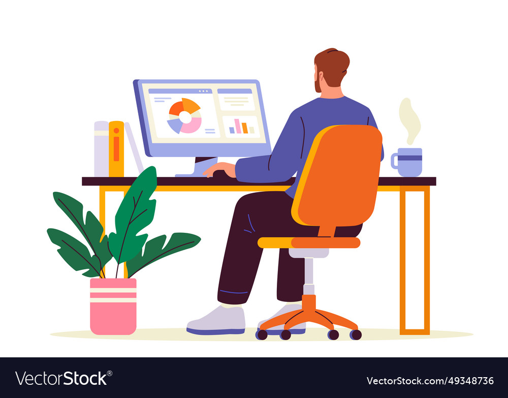 Office desk person concept vector image Office desk person concept