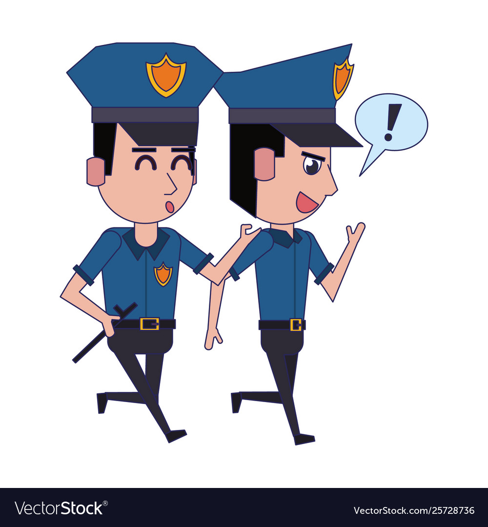 Policemen working avatar cartoon character blue