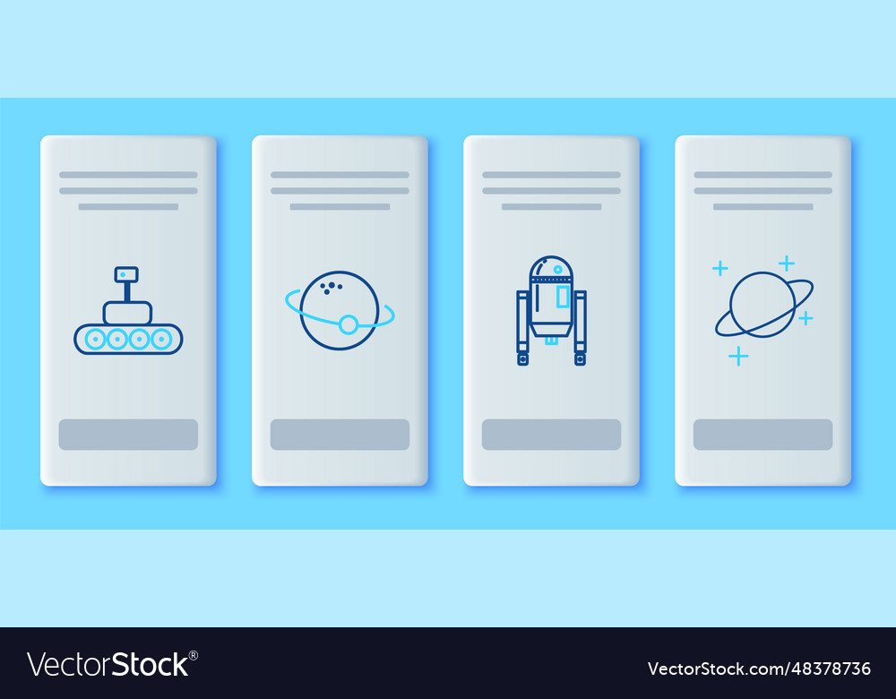 Set line planet robot mars rover and icon Vector Image Set line planet robot mars rover and icon