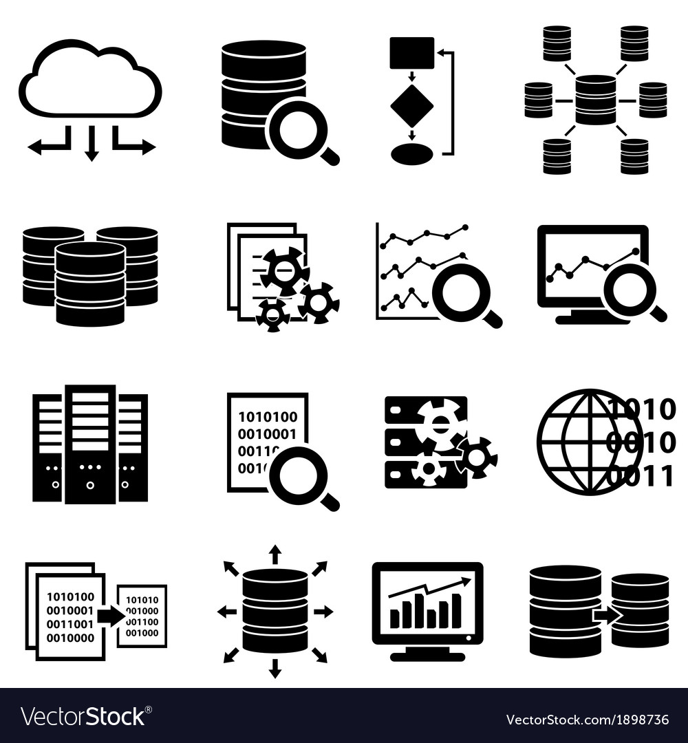 Set of big data and cloud computing icons Vector Image