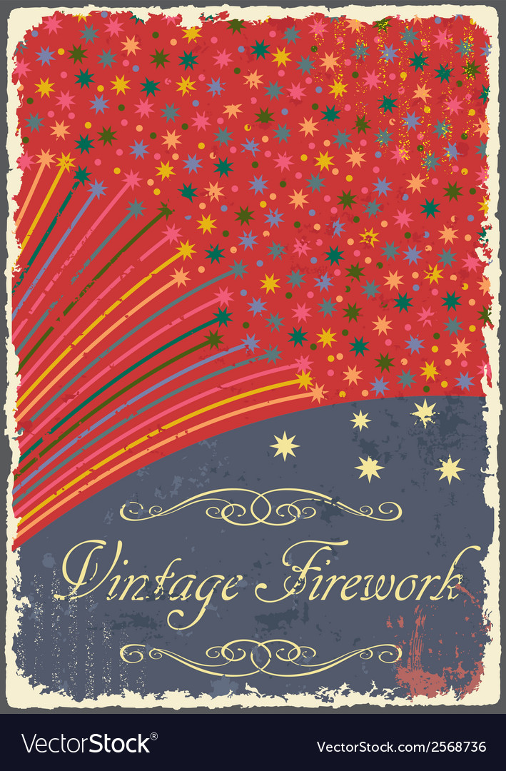 Vintage fireworks poster design retro flyer Vector Image