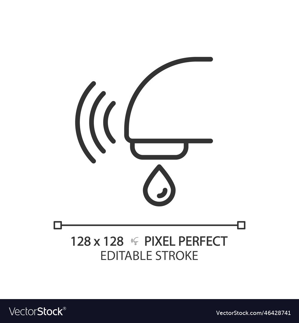 Automatic sensor faucet pixel perfect linear icon Vector Image Automatic sensor faucet pixel perfect linear icon