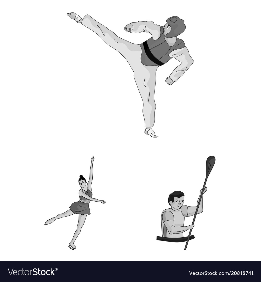 Different kinds of sports monochrome icons in set