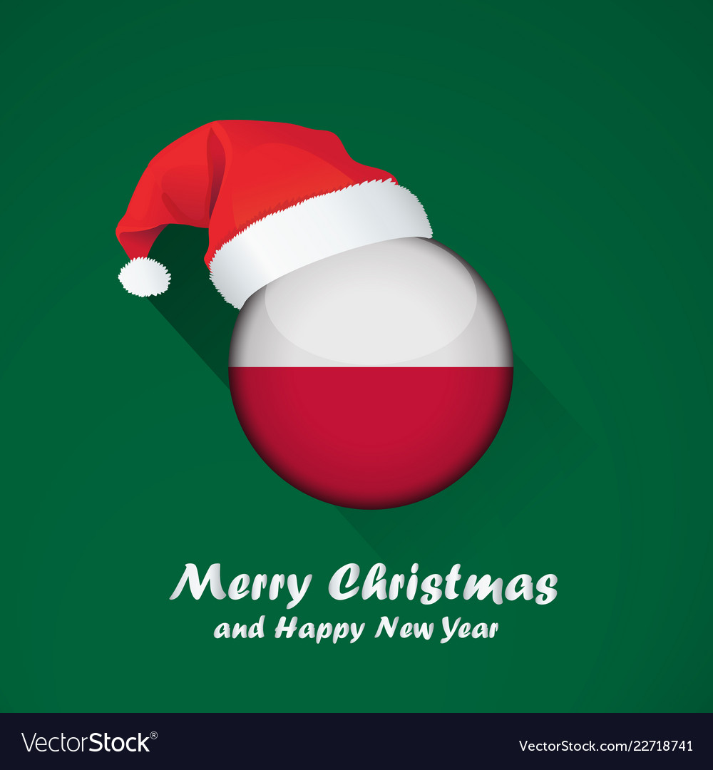Flag Poland Merry Christmas And Happy New Year Vector Image Flag Poland Merry Christmas And Happy New Year Vector Image