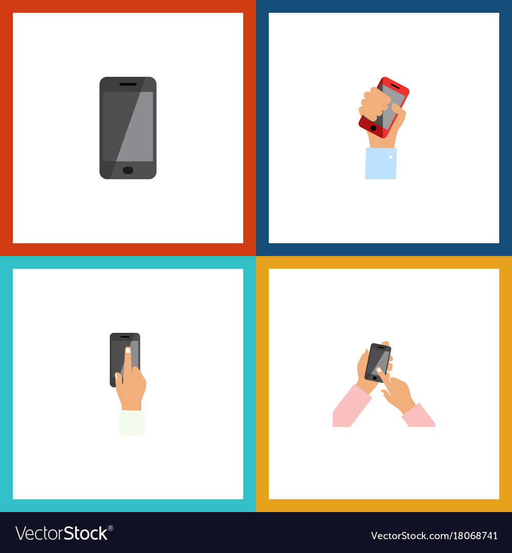 Flat icon phone set of interactive display
