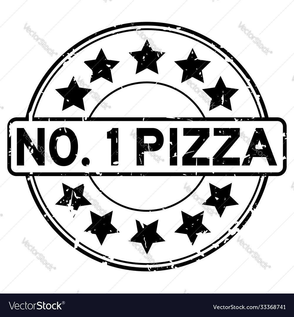 Grunge black number one pizza with star icon