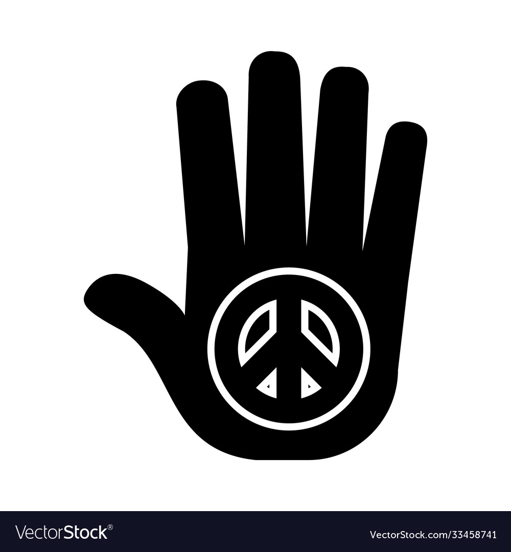 Hand with peace symbol icon silhouette style Vector Image