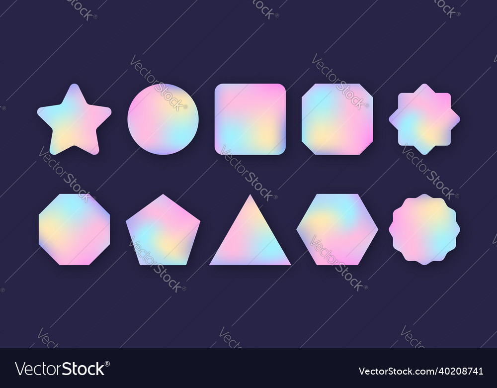 Holographic stickers blank rainbow shiny emblems Vector Image