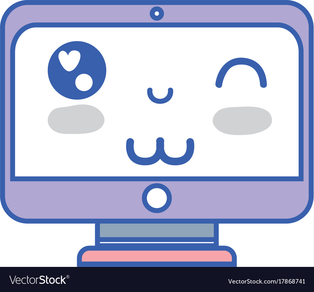 kawaii cute funny screen monitor royalty free vector image