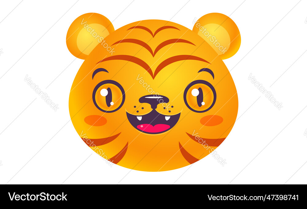 Kawaii tiger head emoji Royalty Free Vector Image