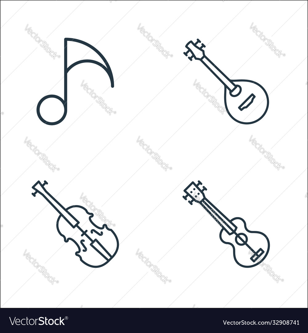 Music instruments line icons linear set quality vector image Music instruments line icons linear set quality