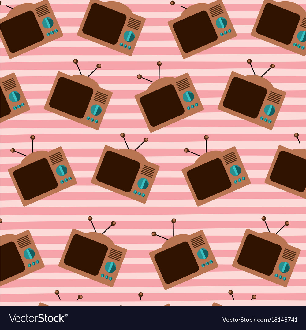 Old television pattern set on pop art linear color